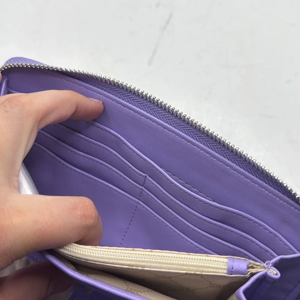 NWT Steve Madden Purple Wristlet Bzipeee Boxed Wallet Clutch Zip Around ID Card - Picture 12 of 16